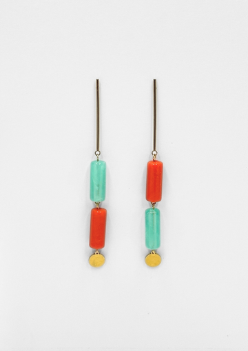 Pendientes Borgoña Celeste y Naranja