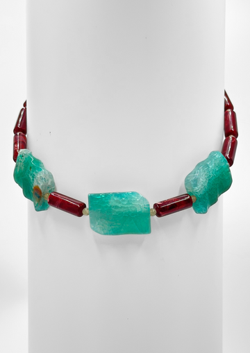 Collar Satori Turquesa y Burdeos
