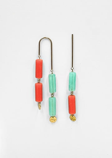 Pendientes Ikigay Celeste y Naranja