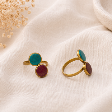 Anillo Deriva Turquesa y Buganvilla